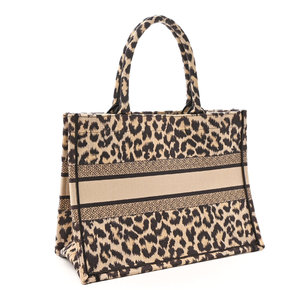 Canvas Mizza Embroidered Medium Leopard Book Tote Beige £¨ Direct shipment via from wholesalehk.shop
