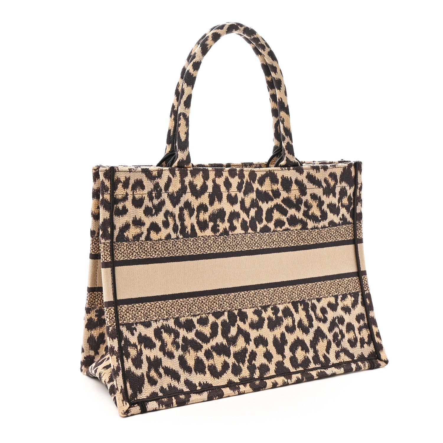 Canvas Mizza Embroidered Medium Leopard Book Tote Beige £¨ Direct shipment via from wholesalehk.shop