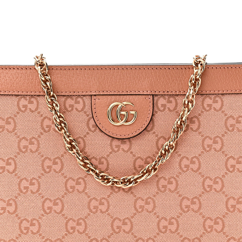 Monogram Textured Dollar Calfskin Small Ophidia Chain Shoulder Bag Cloche Rose Pink wholesalehk.shop