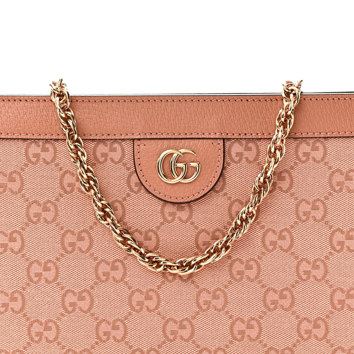 Monogram Textured Dollar Calfskin Small Ophidia Chain Shoulder Bag Cloche Rose Pink wholesalehk.shop