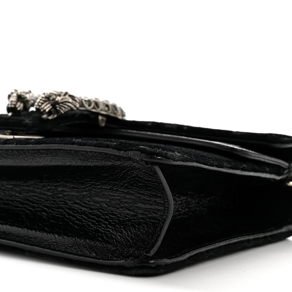 Velvet Skipper Crystal GG Monogram Small Dionysus Shoulder Bag Black Black Diamond wholesalehk.shop