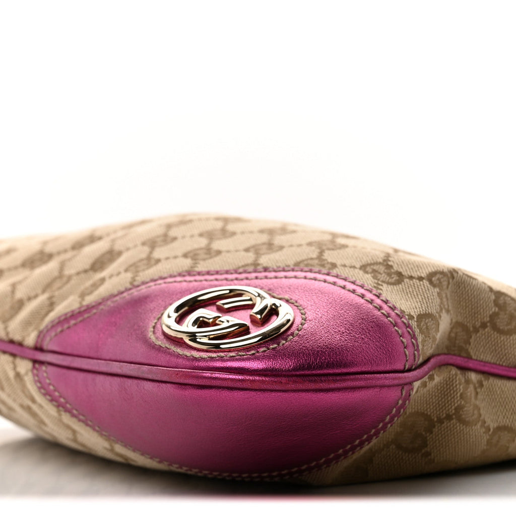 Metallic Calfskin Monogram Medium New Britt Hobo  Pink wholesalehk.shop