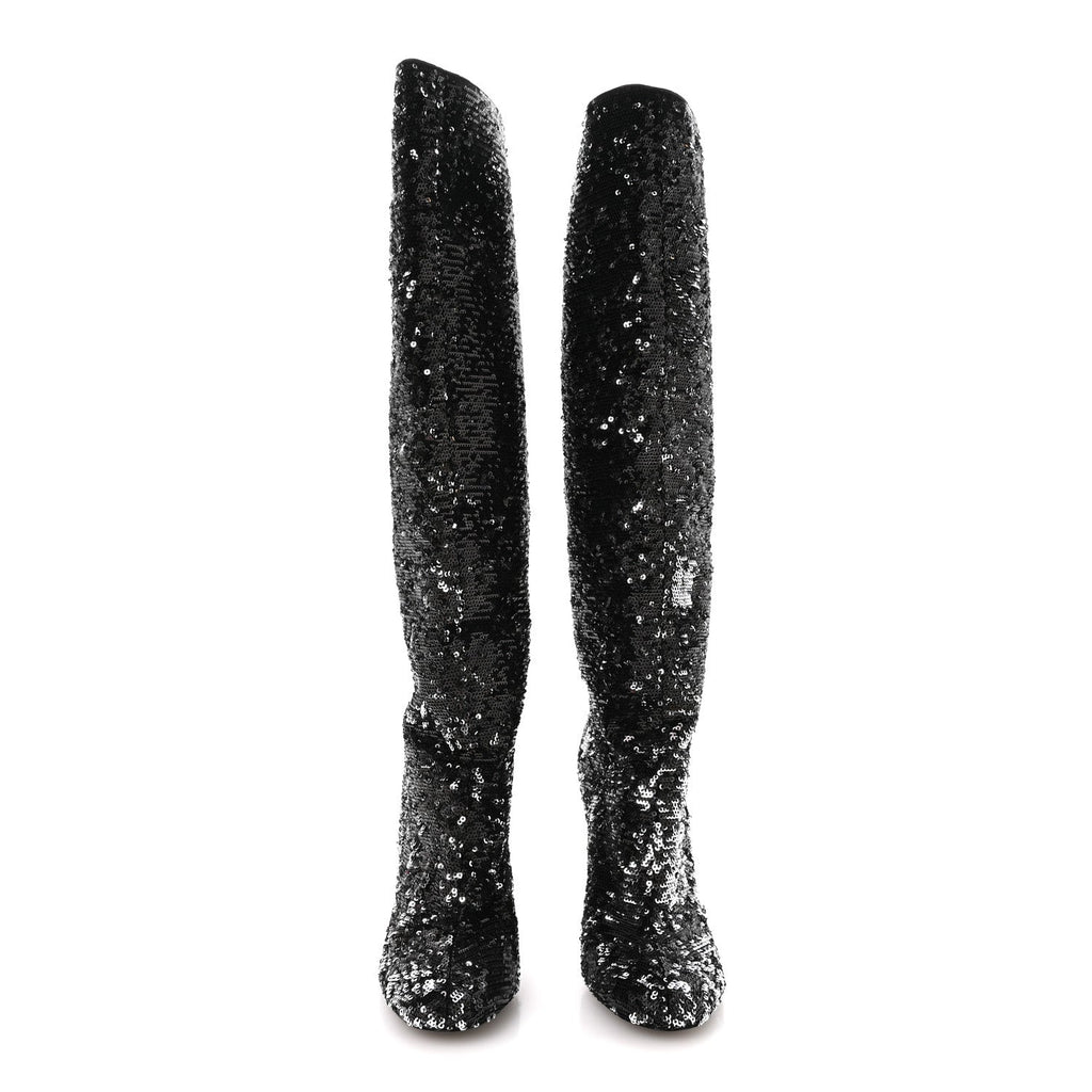 Sequin Donna High Boots 38 Black £¨ Direct shipment via from wholesalehk.shop
