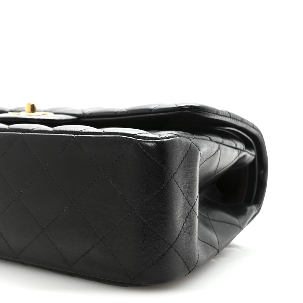 Lambskin Quilted Jumbo Double Flap  Black wholesalehk.shop