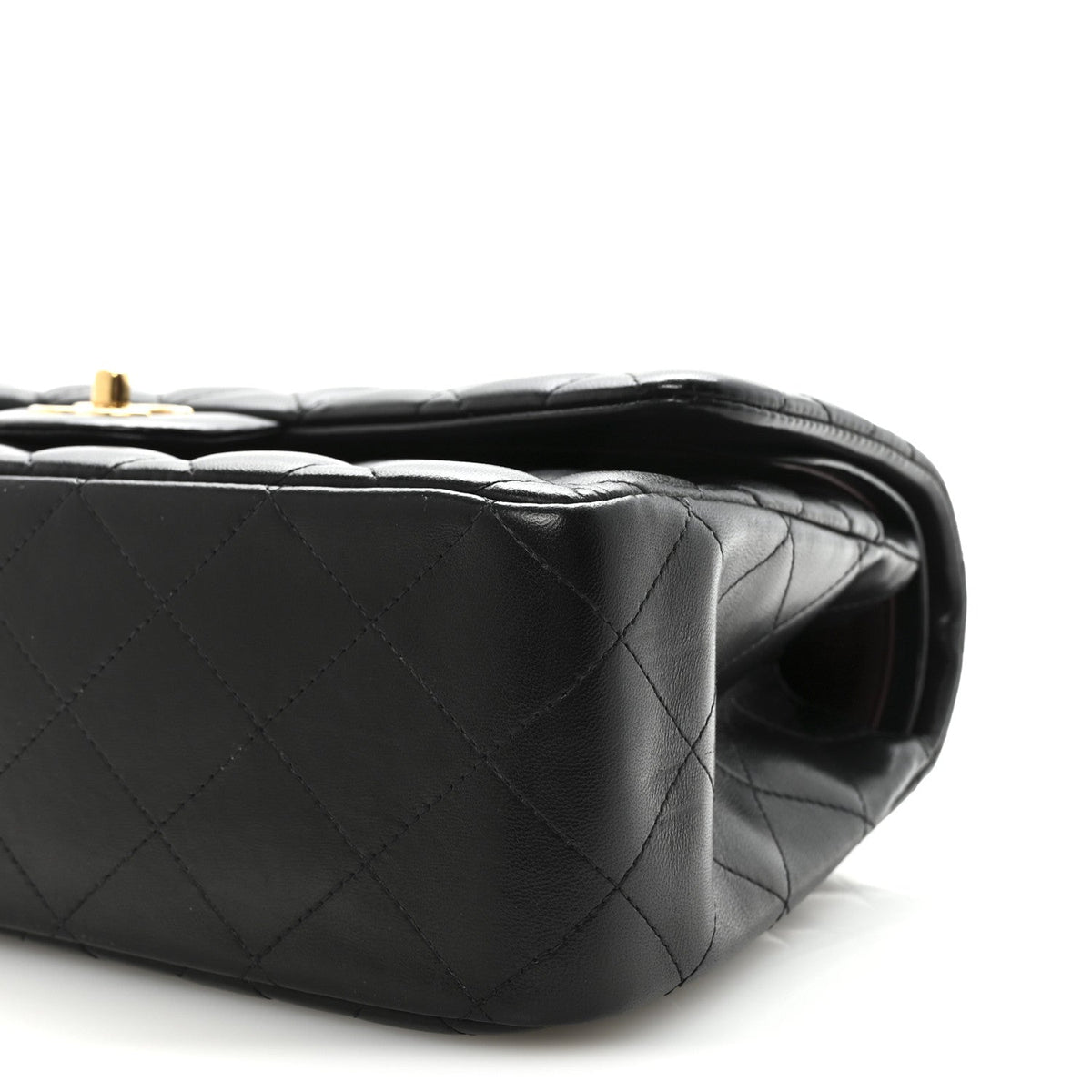 Lambskin Quilted Jumbo Double Flap  Black wholesalehk.shop
