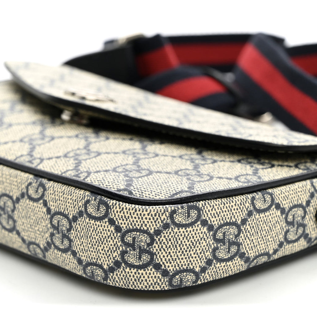 GG Supreme Monogram Textured Dollar Calfskin Web Mini Ophidia Envelope Shoulder Bag Beige Blue wholesalehk.shop