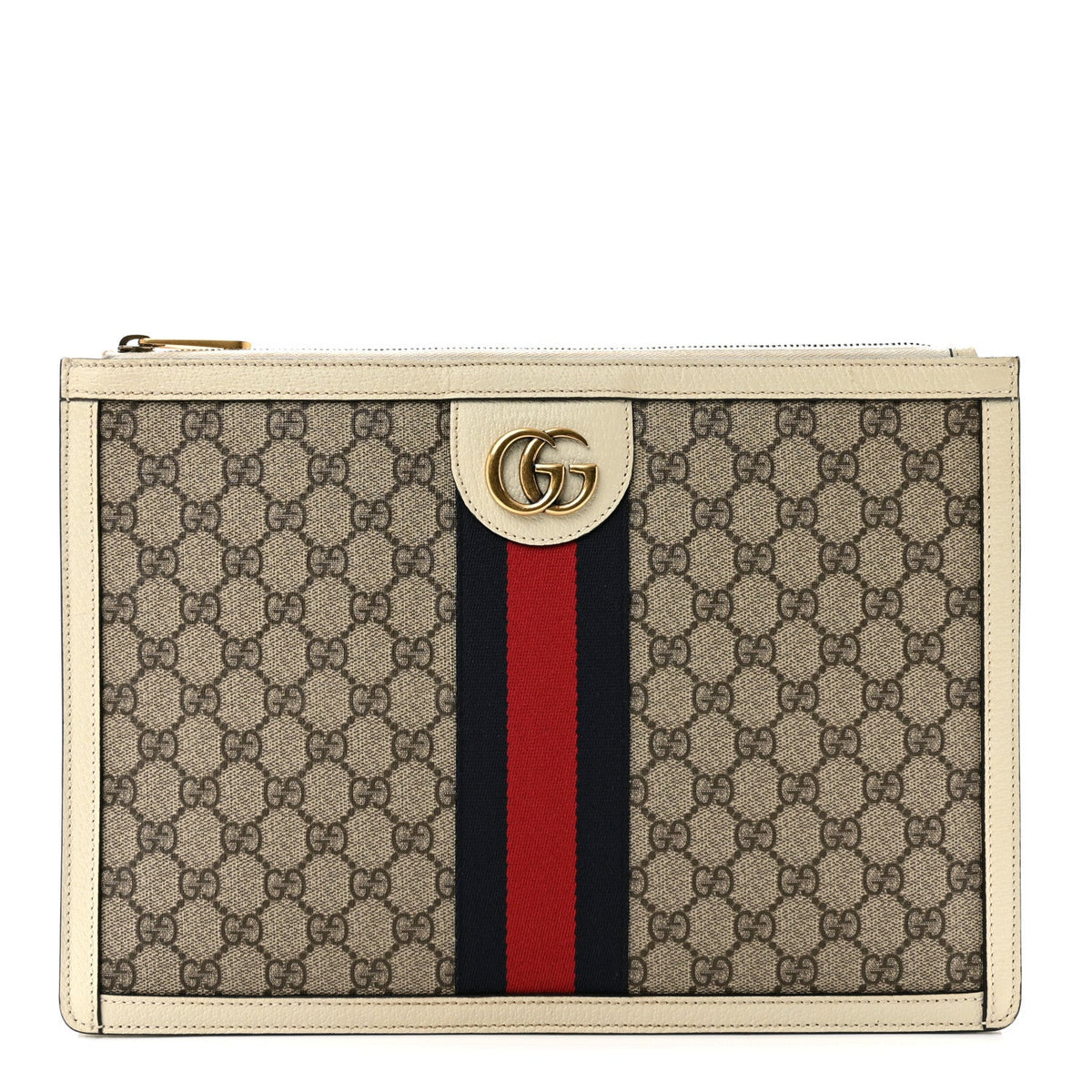 GG Supreme Monogram Web Ophidia Portfolio Pouch Beige Ebony Mystic White wholesalehk.shop