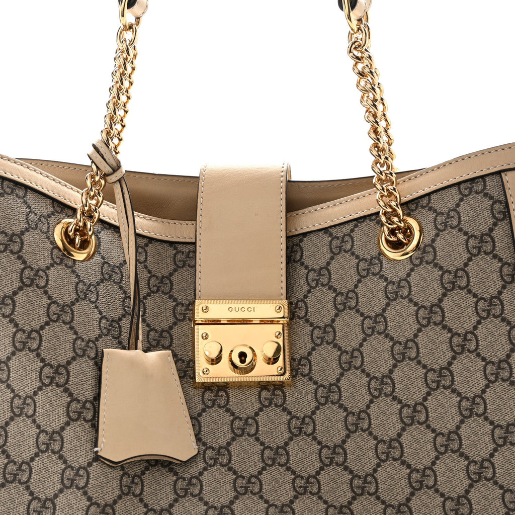 GG Supreme Monogram Medium Padlock Tote White £¨ Direct shipment via from wholesalehk.shop