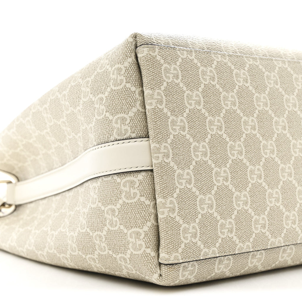 GG Supreme Monogram Medium Emblem Bucket Bag Beige White wholesalehk.shop