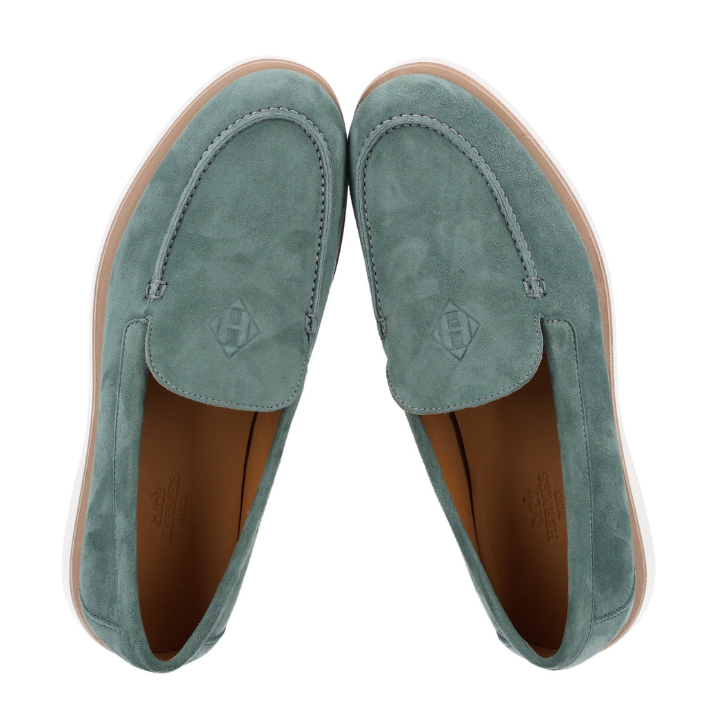 Suede Calfskin Womens Low Loafers 38 Vert Cedre wholesalehk.shop