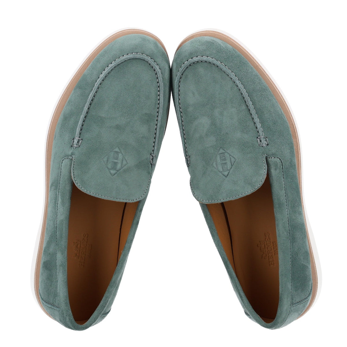 Suede Calfskin Womens Low Loafers 38 Vert Cedre wholesalehk.shop