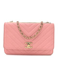 Lambskin Chevron Quilted Trendy CC Wallet On Chain WOC Pink wholesalehk.shop