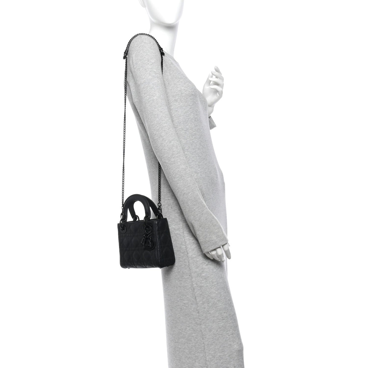 Ultra Matte Calfskin Cannage Mini Lady Dior Black wholesalehk.shop