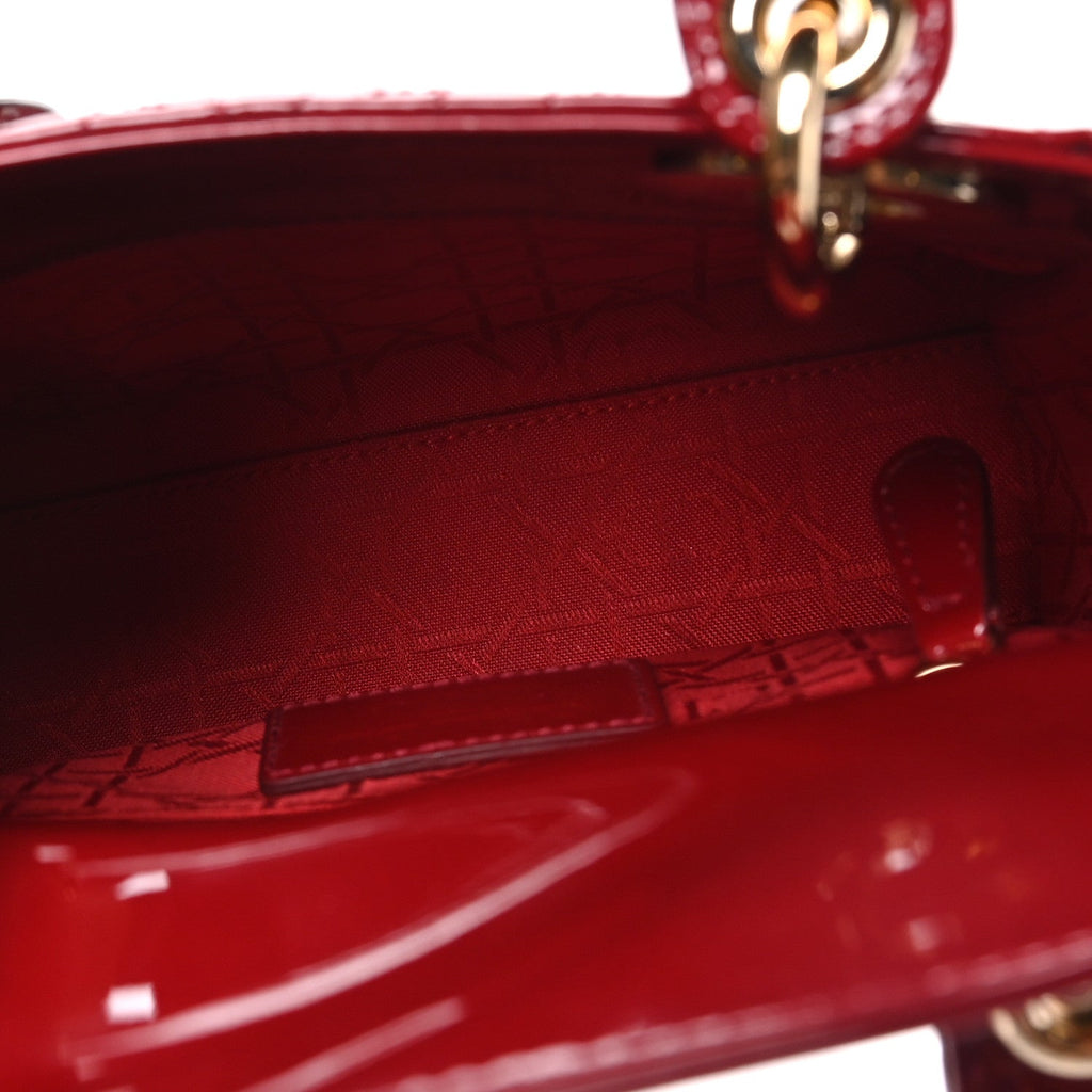 Patent Cannage Mini Lady Dior Red wholesalehk.shop