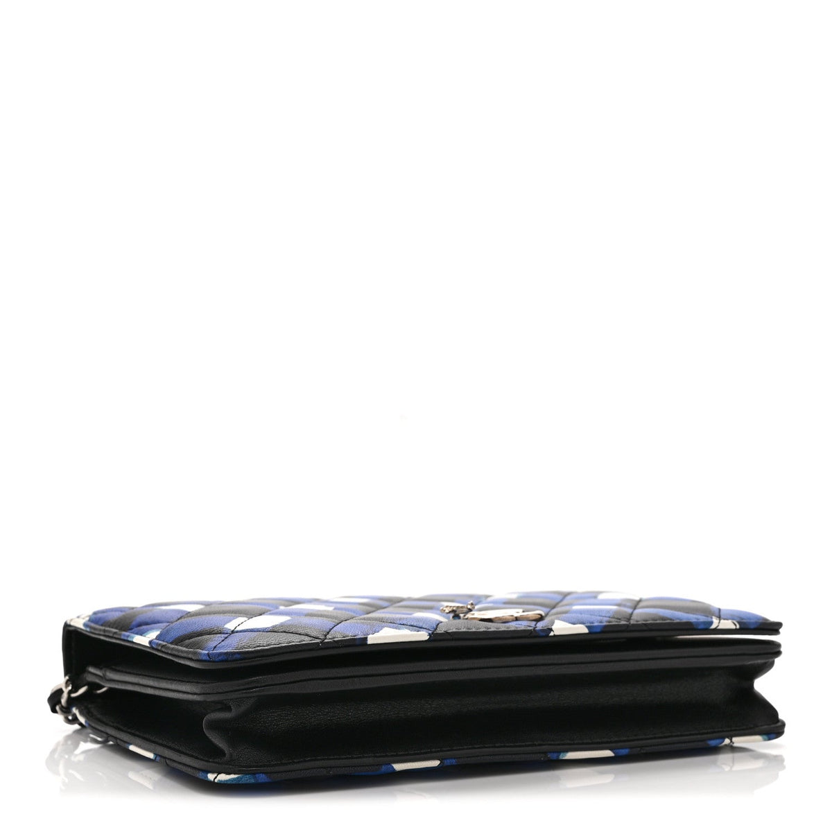 Printed Lambskin Airlines Wallet On Chain WOC White Blue Black wholesalehk.shop