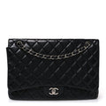 Lambskin Quilted Maxi Double Flap Black wholesalehk.shop