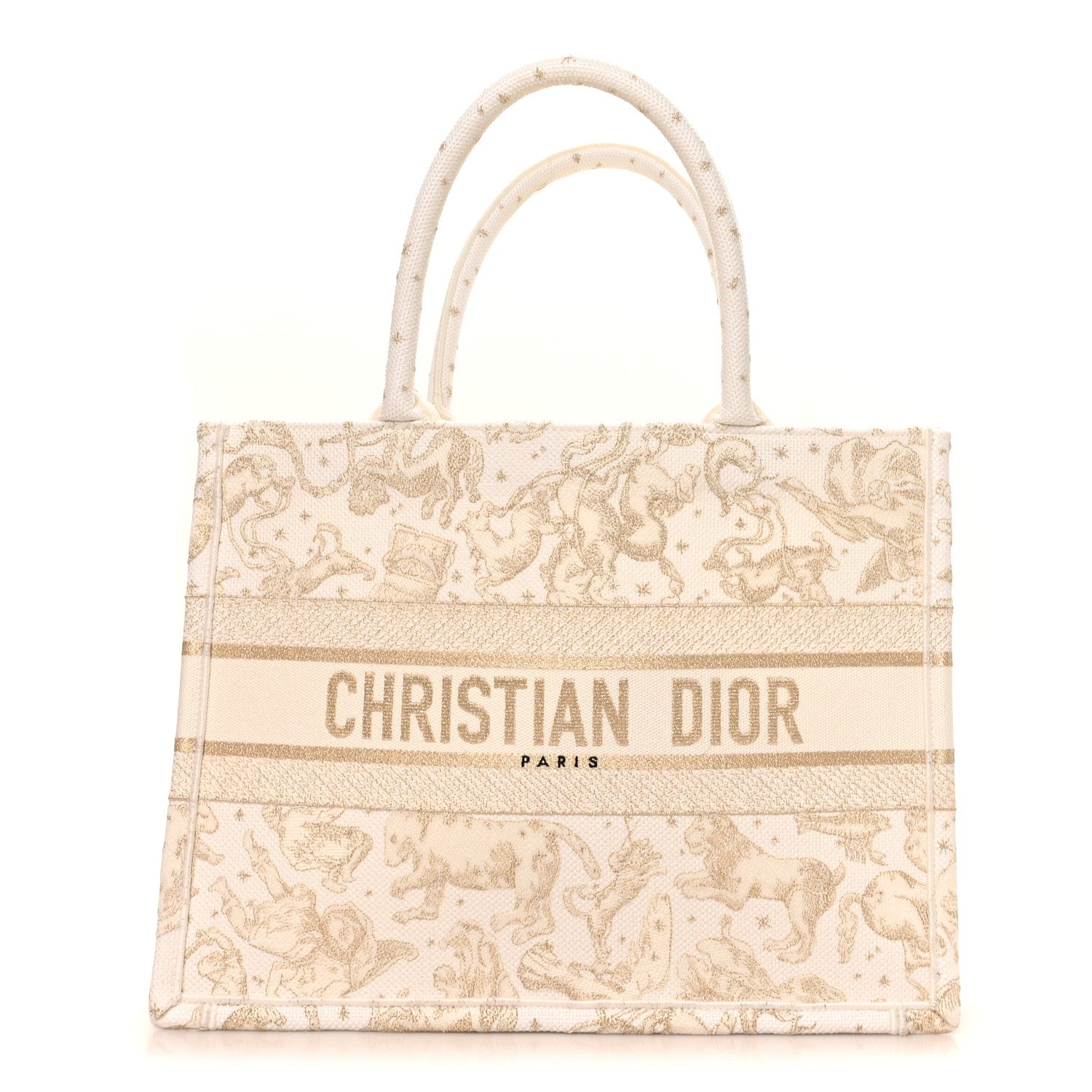 Canvas Embroidered Medium Saint Barth Zodiac Book Tote Gold £¨ Direct shipment via from wholesalehk.shop
