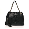 Pebbled Calfskin Medium Soho Chain Shoulder Bag Black wholesalehk.shop