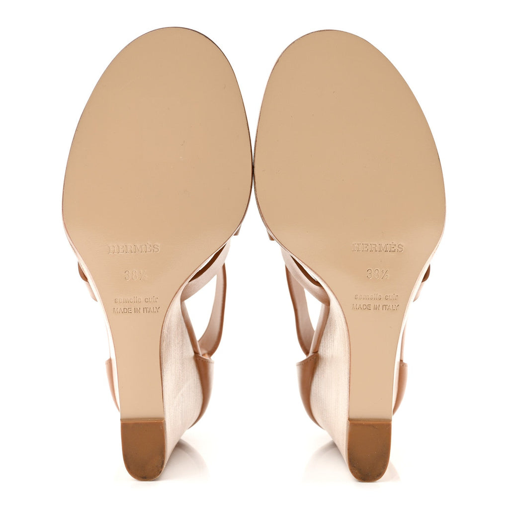 Calfskin Merryl Wedge Sandals 38.5 Naturel wholesalehk.shop