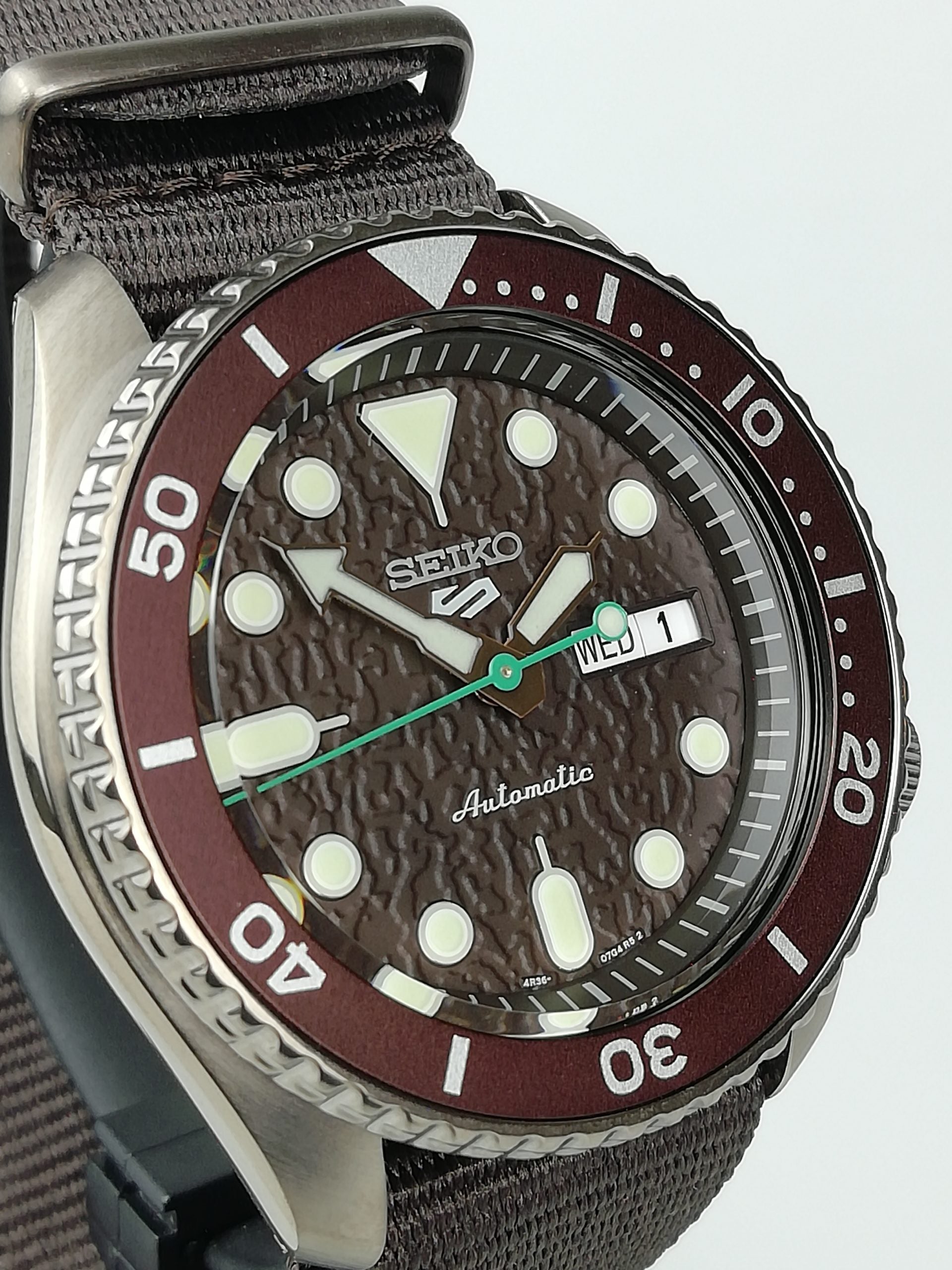 Seiko 5 Sport Automatic Brown Dial Brown Nylon Strap Watch For Men - SRPD85K1 wholesalehk.shop