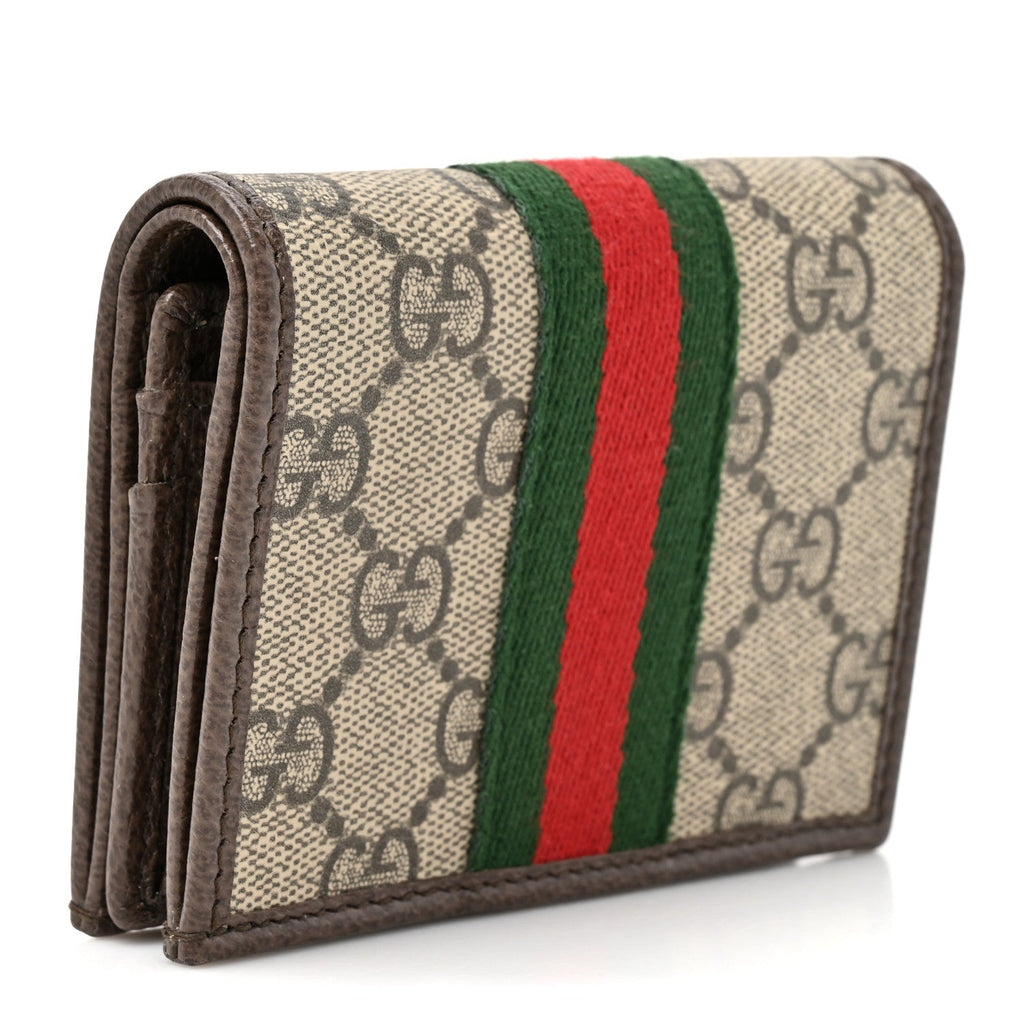 GG Supreme Monogram Web Ophidia Small Wallet Beige Dark Brown Beige Dark Brown wholesalehk.shop