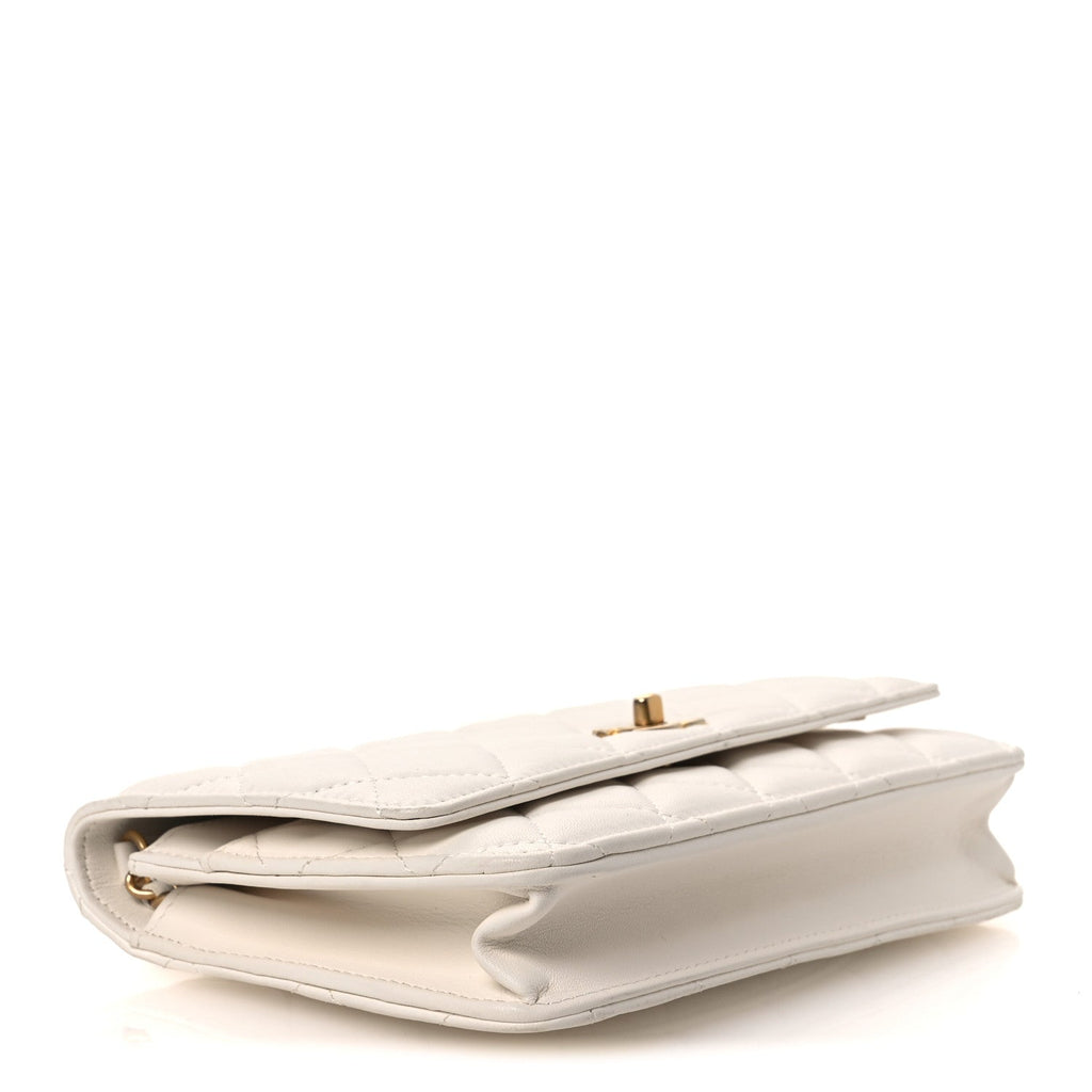 Lambskin Quilted CC Pearl Crush Wallet on Chain WOC White wholesalehk.shop