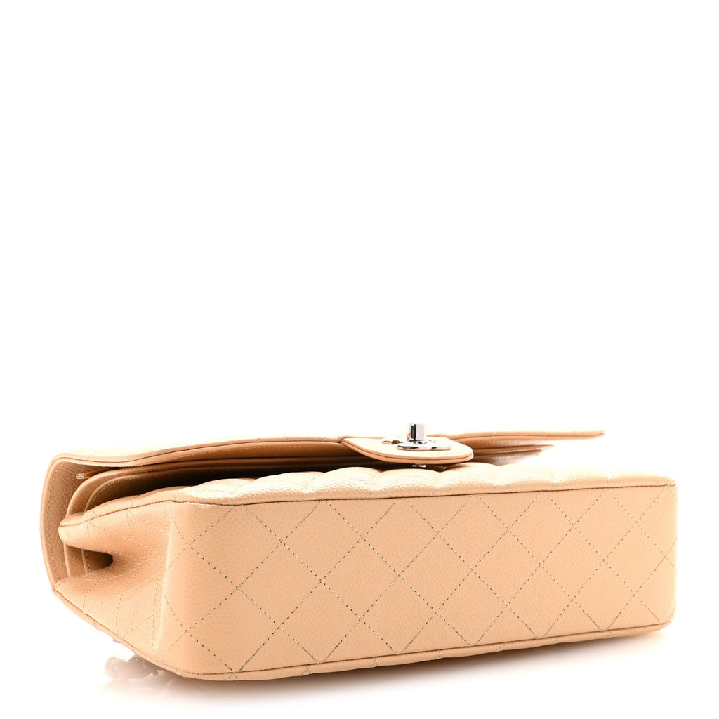 Caviar Quilted Medium Double Flap Beige wholesalehk.shop