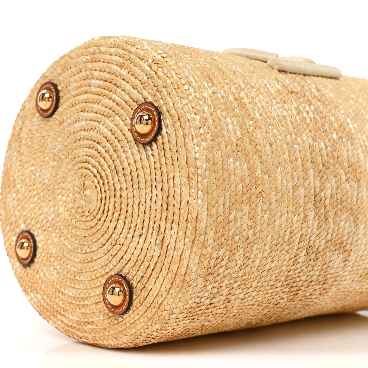 Straw Calfskin Small Logo Bucket Bag Natural Tan wholesalehk.shop