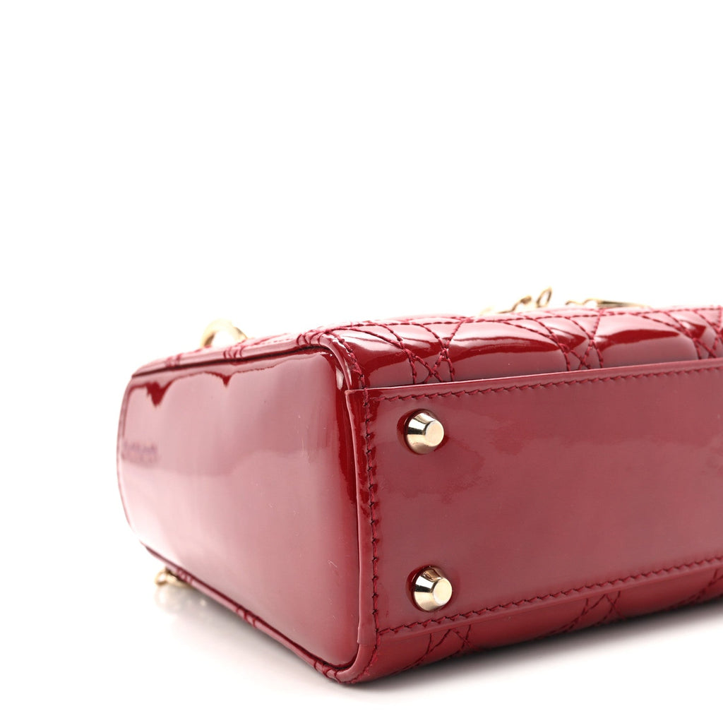Patent Cannage Mini Lady Dior Red wholesalehk.shop