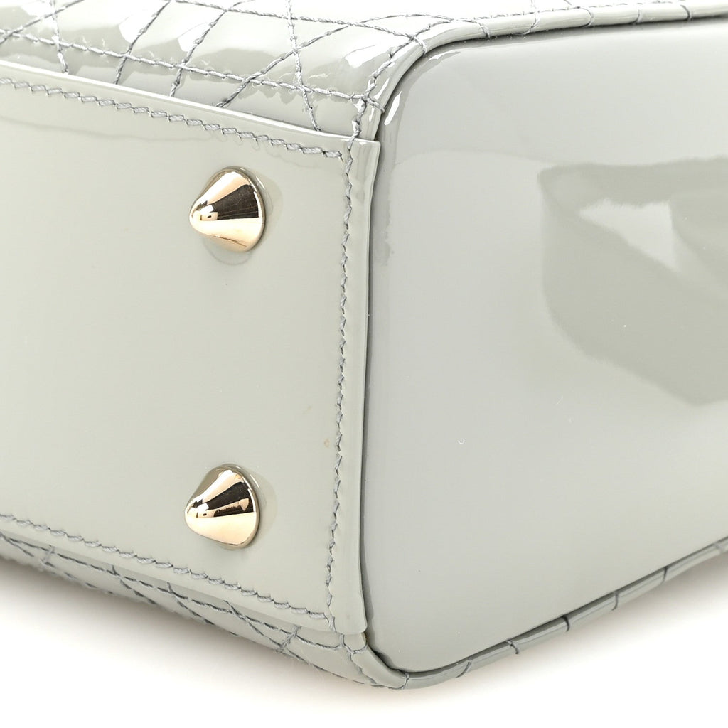 Patent Cannage Small Lady Dior Grey wholesalehk.shop