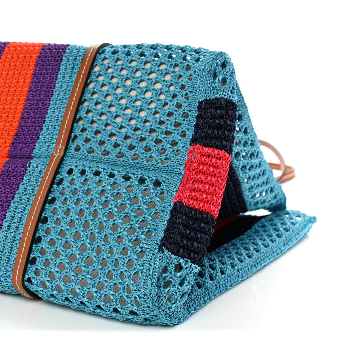 Raffia Web Woven Interlocking G Tote Blue Multicolor wholesalehk.shop