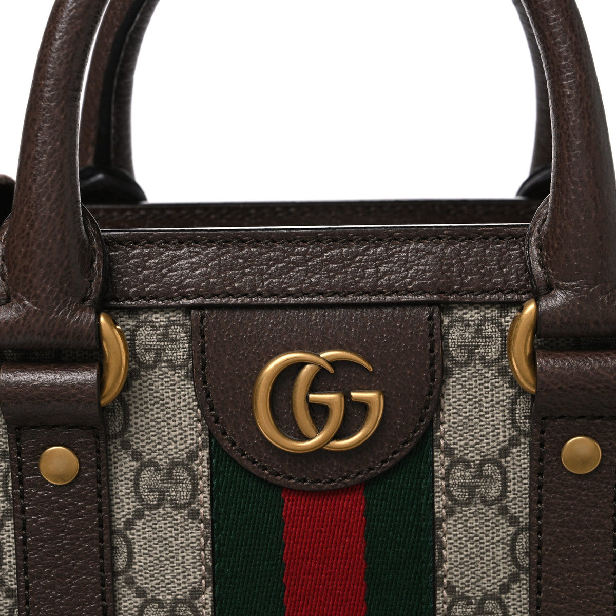 GG Supreme Monogram Textured Dollar Calfskin Web Medium Ophidia Tote Bag Beige Ebony wholesalehk.shop