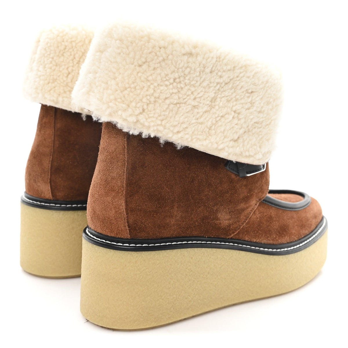 Suede Shearling Womens Hemisphere Ankle Boots 37.5 Brown wholesalehk.shop