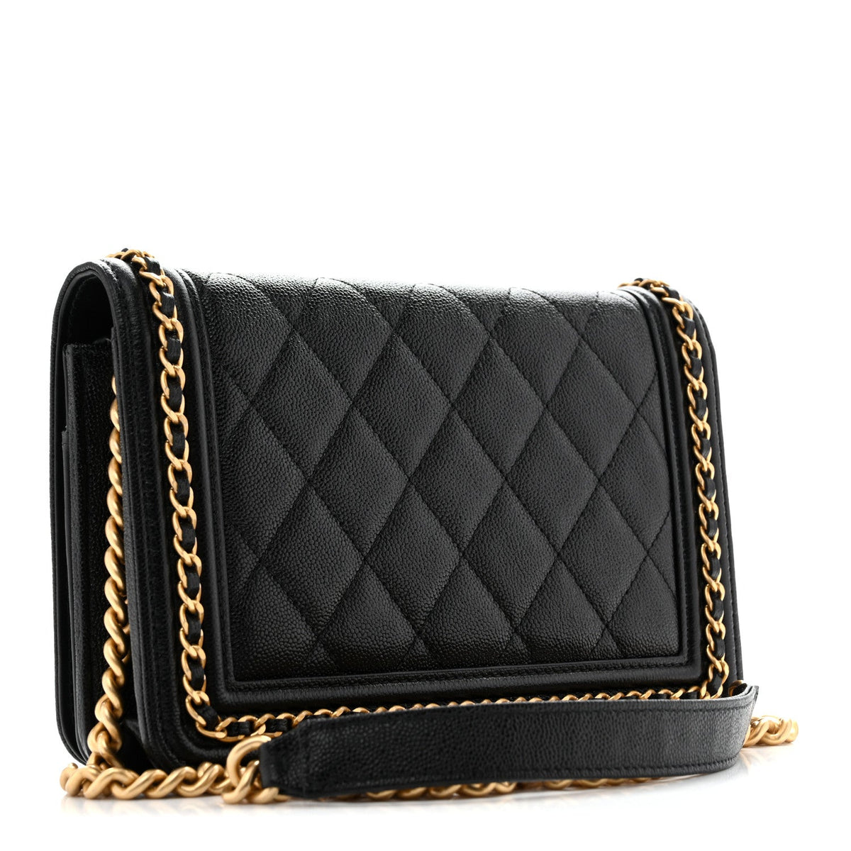 Caviar Quilted Chain Around Boy Wallet On Chain WOC Black wholesalehk.shop