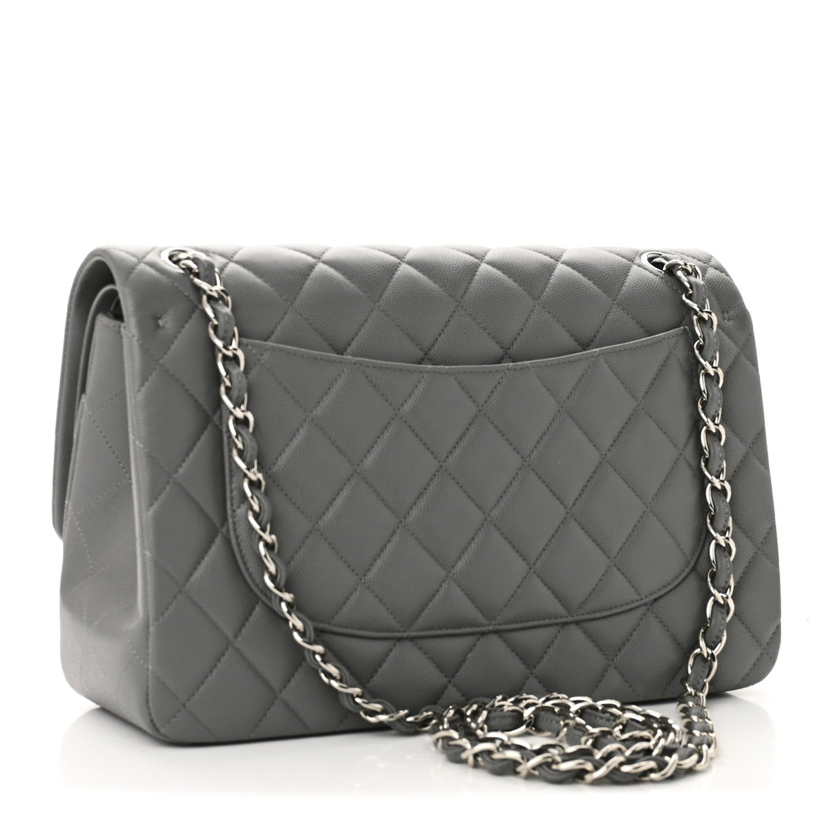 Caviar Quilted Jumbo Double Flap Grey wholesalehk.shop