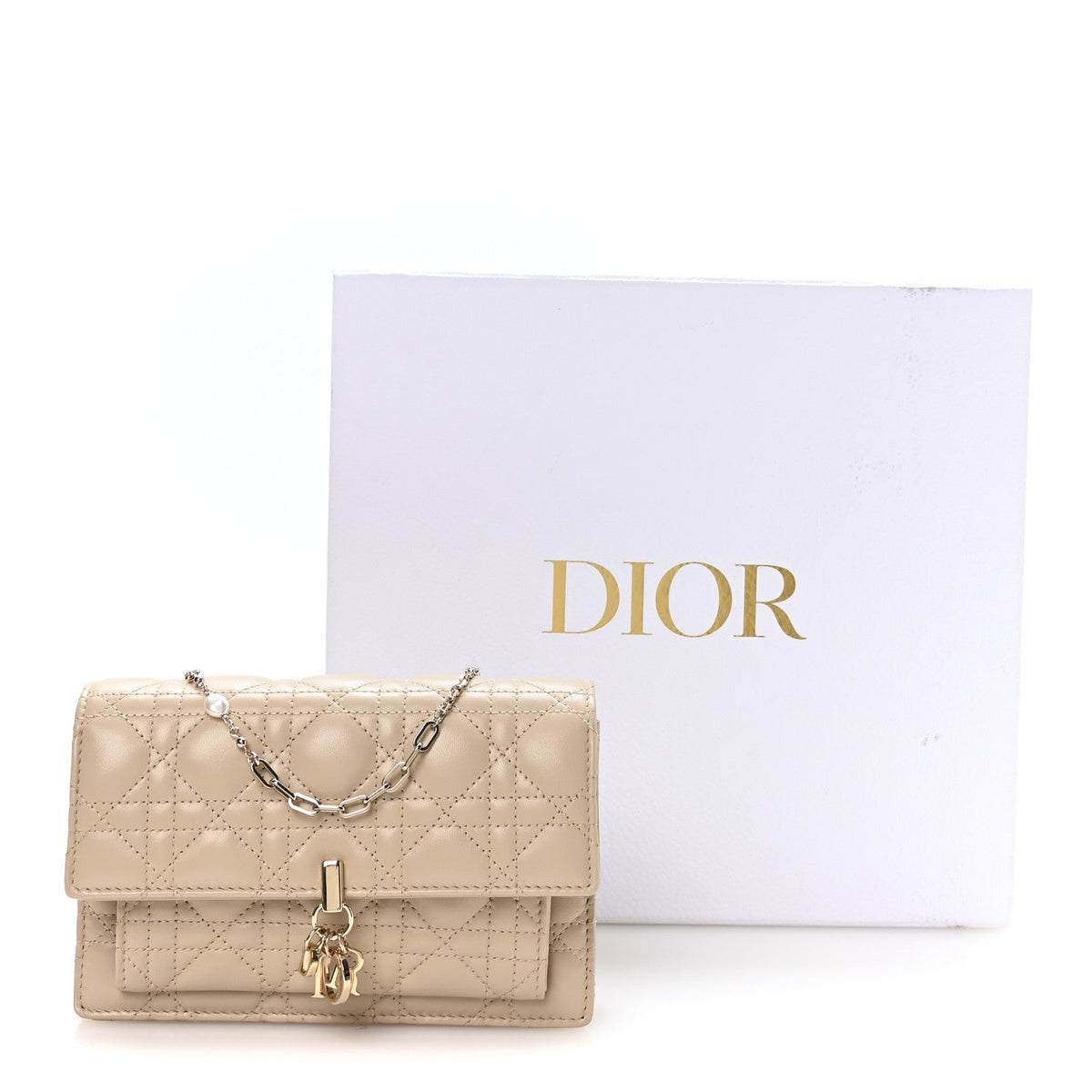 Lambskin Cannage Chain My Dior Daily Chain Pouch Powder Beige wholesalehk.shop