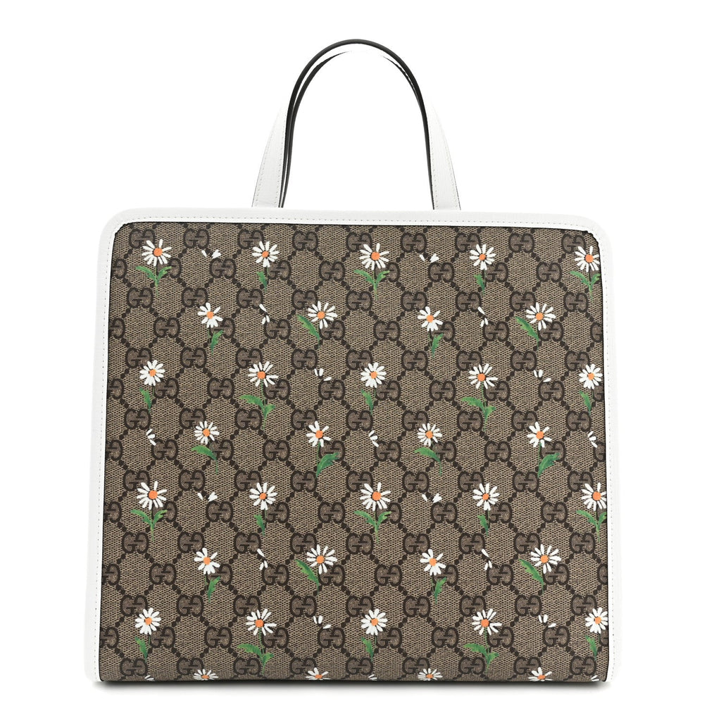 GG Supreme Monogram Daisies Childrens Tote Beige Ebony Great White wholesalehk.shop
