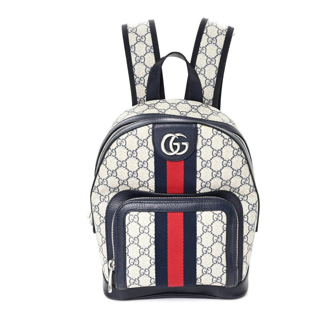GG Supreme Monogram Textured Dollar Calfskin Web Small Ophidia Day Backpack Beige Blue Black wholesalehk.shop