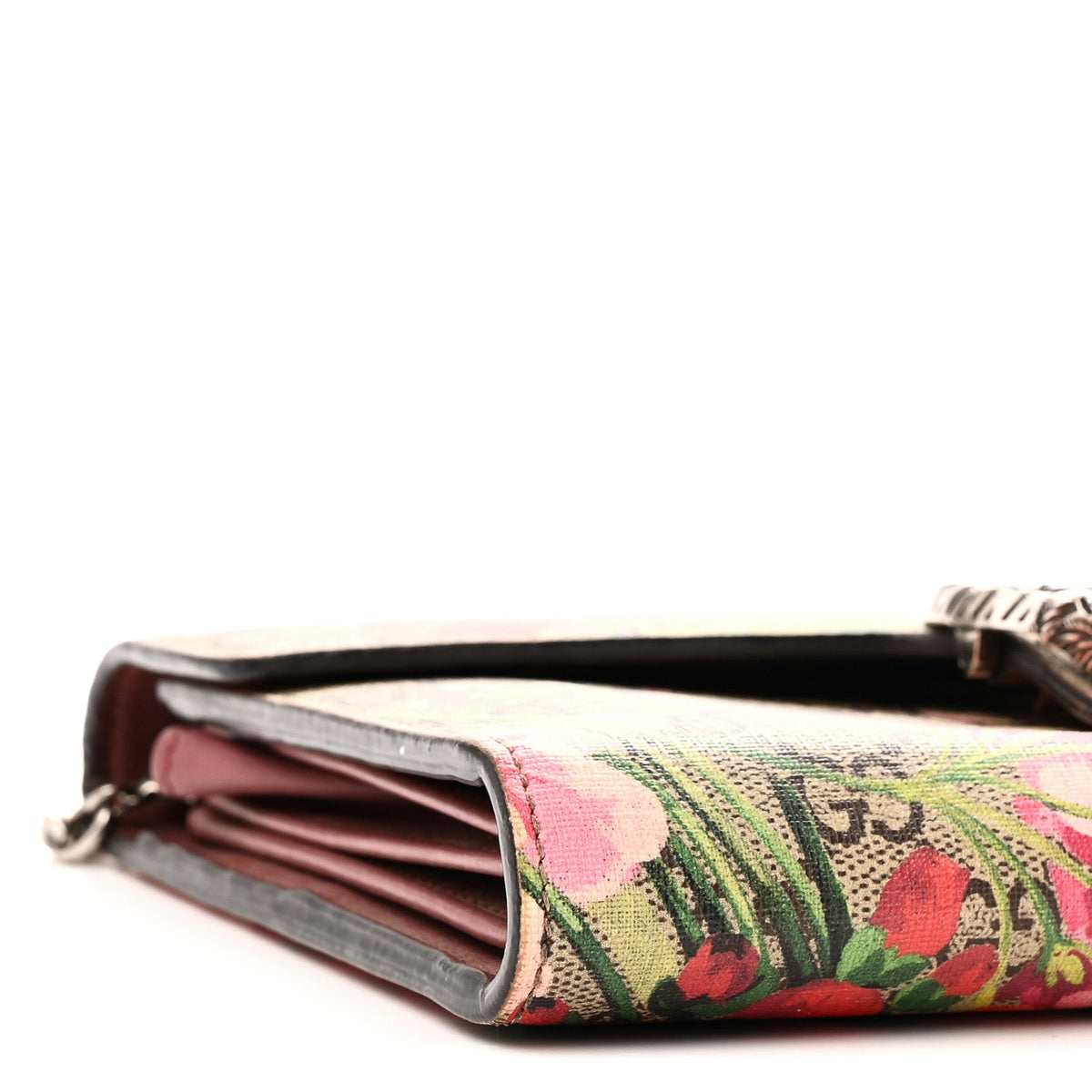 GG Supreme Monogram Blooms Mini Dionysus Chain Wallet Beige Multicolor Dry Rose wholesalehk.shop