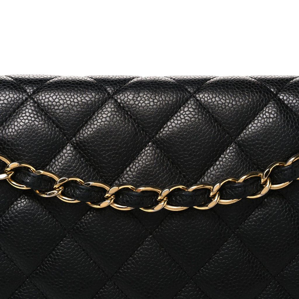 Caviar Quilted Maxi Double Flap Black wholesalehk.shop