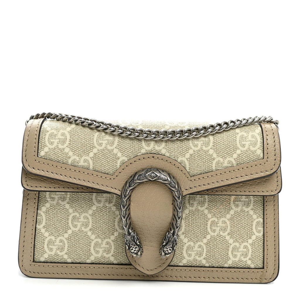 GG Supreme Monogram Textured Dollar Calfskin Super Mini Dionysus Shoulder Bag Beige Mystic White Oatmeal wholesalehk.shop
