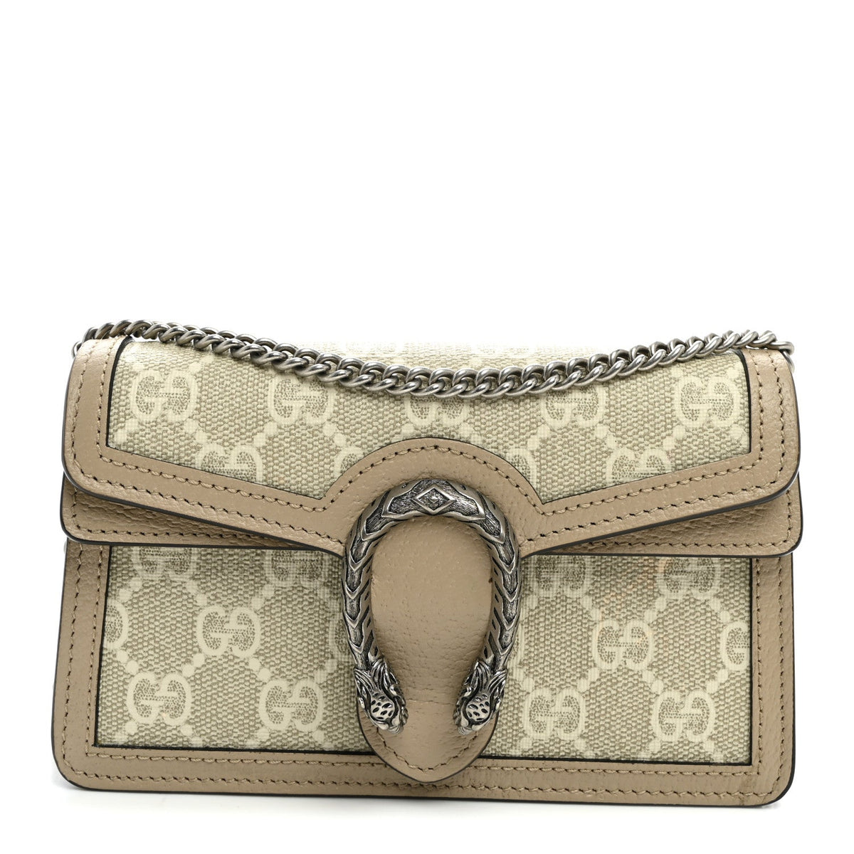 GG Supreme Monogram Textured Dollar Calfskin Super Mini Dionysus Shoulder Bag Beige Mystic White Oatmeal wholesalehk.shop