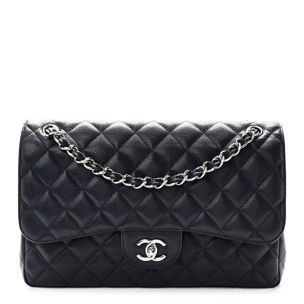 Caviar Quilted Jumbo Double Flap Navy Blue Navy Blue wholesalehk.shop
