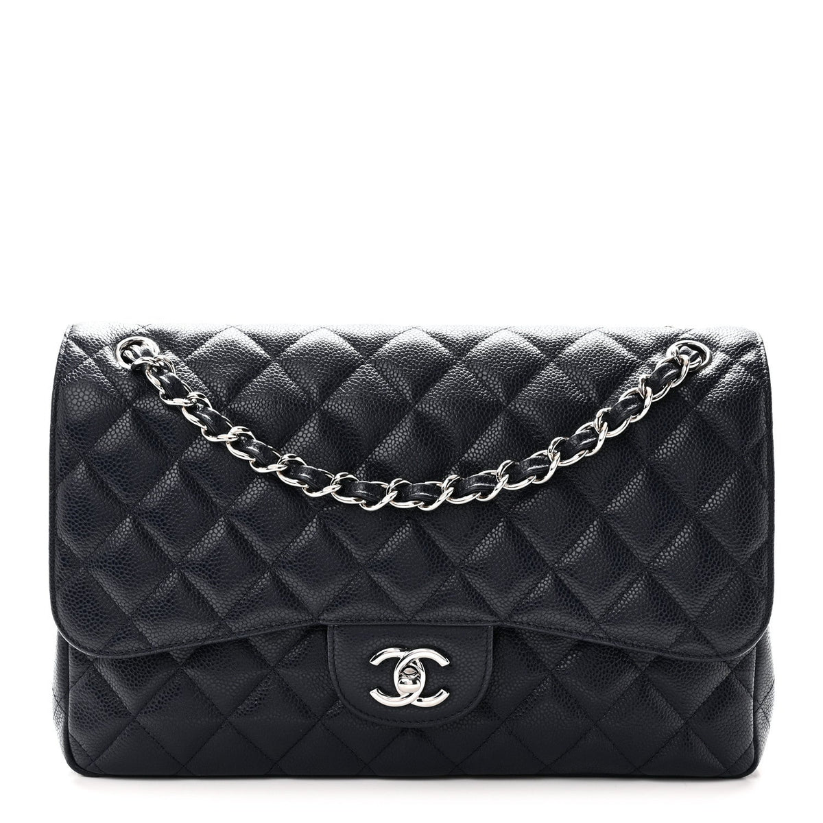 Caviar Quilted Jumbo Double Flap Navy Blue Navy Blue wholesalehk.shop