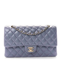 Iridescent Lambskin Quilted Medium Double Flap Light Purple wholesalehk.shop