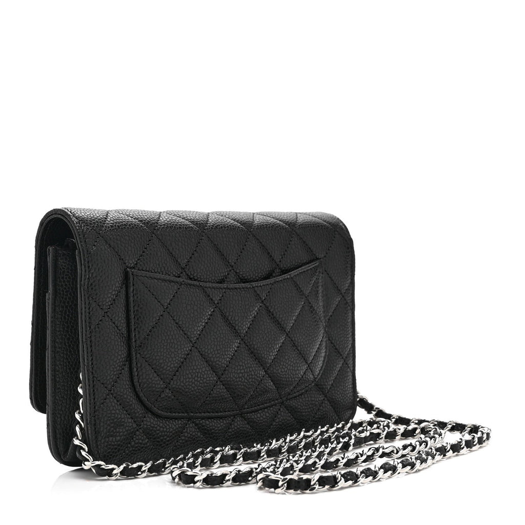 Caviar Quilted CC Turnlock Wallet On Chain WOC Black wholesalehk.shop