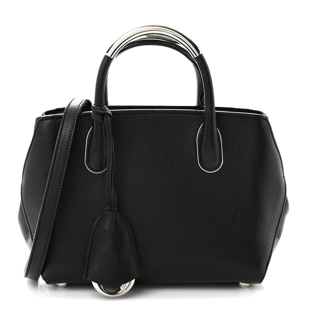 Grained Calfskin Small Open Bar Tote Black wholesalehk.shop