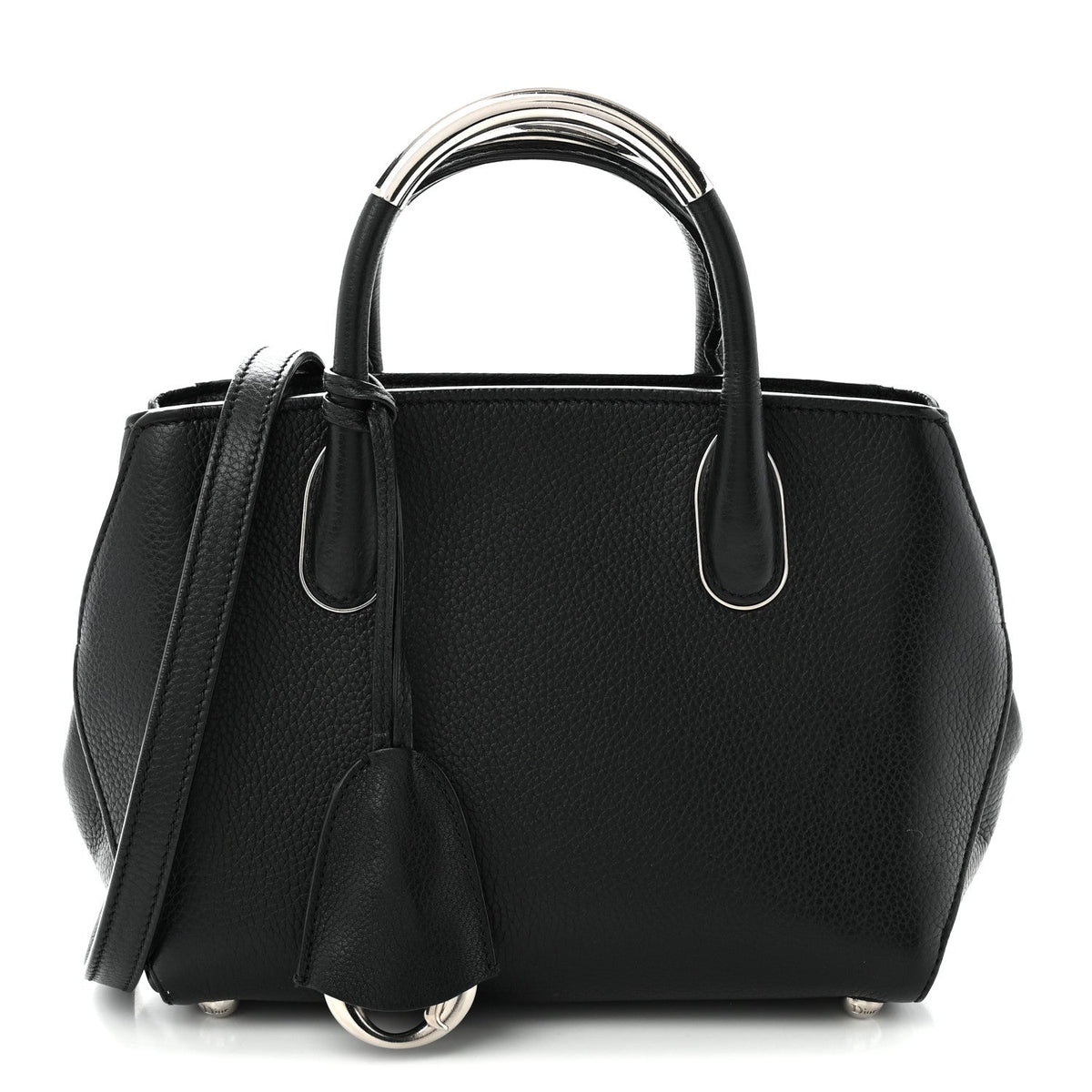 Grained Calfskin Small Open Bar Tote Black wholesalehk.shop