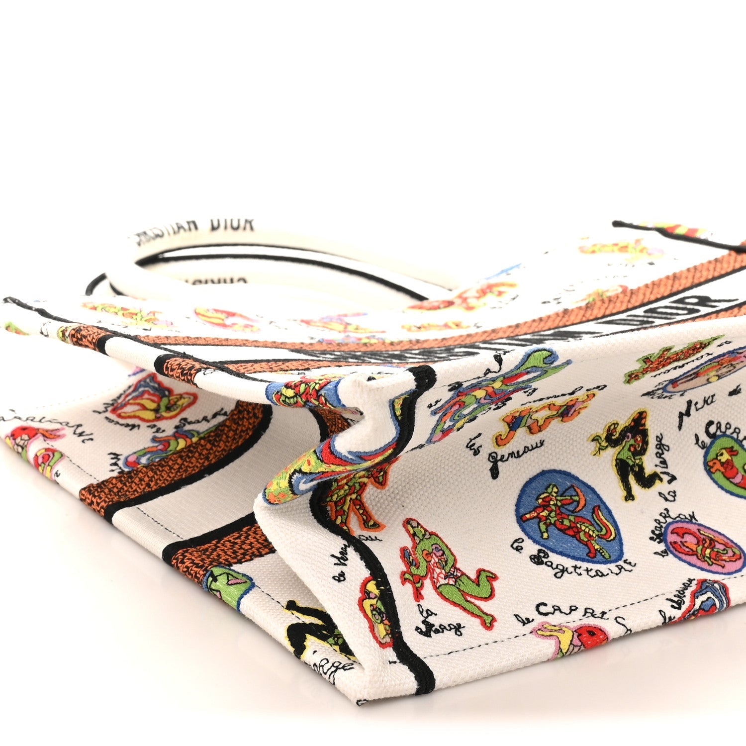 Canvas Embroidered Dragon Zodiac Medium Book Tote White Multicolor £¨ Direct shipment via from wholesalehk.shop
