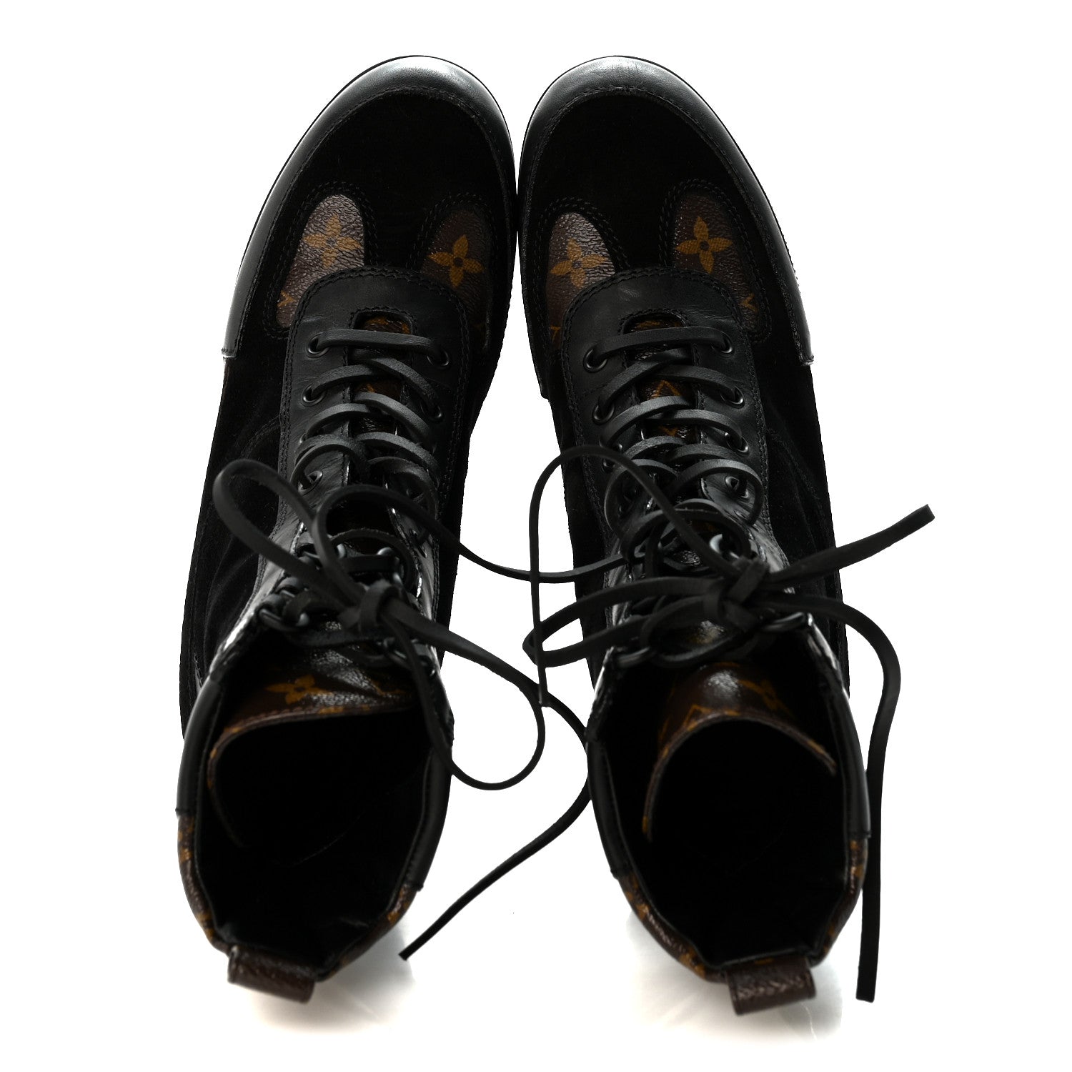 Suede Calfskin Monogram Laureate Platform Desert Boots 36.5 Black £¨ Direct shipment via from wholesalehk.shop